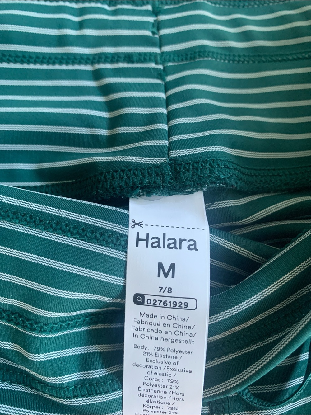 HALARA Dark Green Striped High-Waist Leggings - Picture 9 of 9